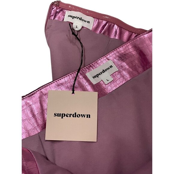 superdown Toni Faux Leather Skirt Set in Pink Large New Womens 2 piece Dress Out - Picture 7 of 8